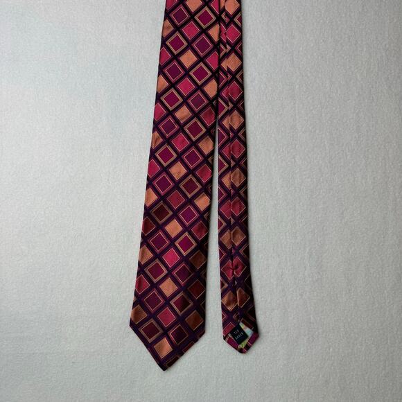 TED BAKER London Mens 100% Silk 60”x3”  Necktie Designer EUC Pinks/Coral Tie - Picture 3 of 6